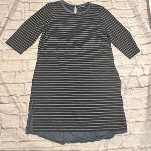 J.Jill Striped Cotton Knit Dress with Chambray Hem‎ Detail Medium